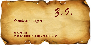 Zombor Igor névjegykártya